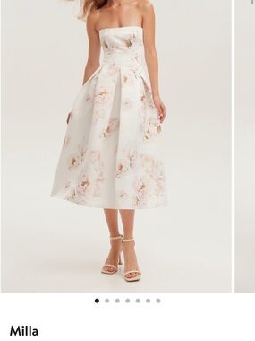 Milla corset midi floral dress peony